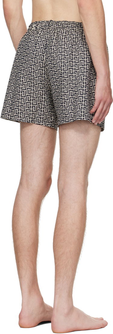 Badetøj Balmain Balmain Monogram Swim Shorts Beige | BWB671500, 2
