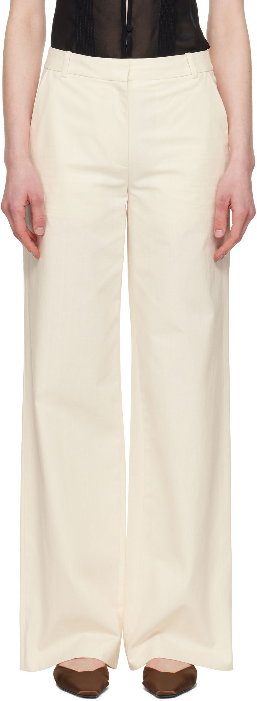 Bukser A.P.C. A.P.C. Margaret Wide-Leg Trousers Beige | COHFU-F08476