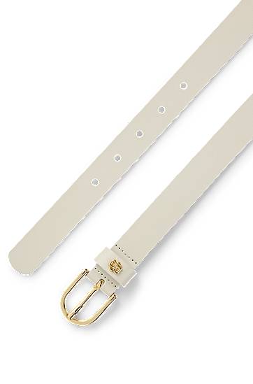 Bælter BOSS Leather Belt with Monogram Charm Beige | 50536991, 1