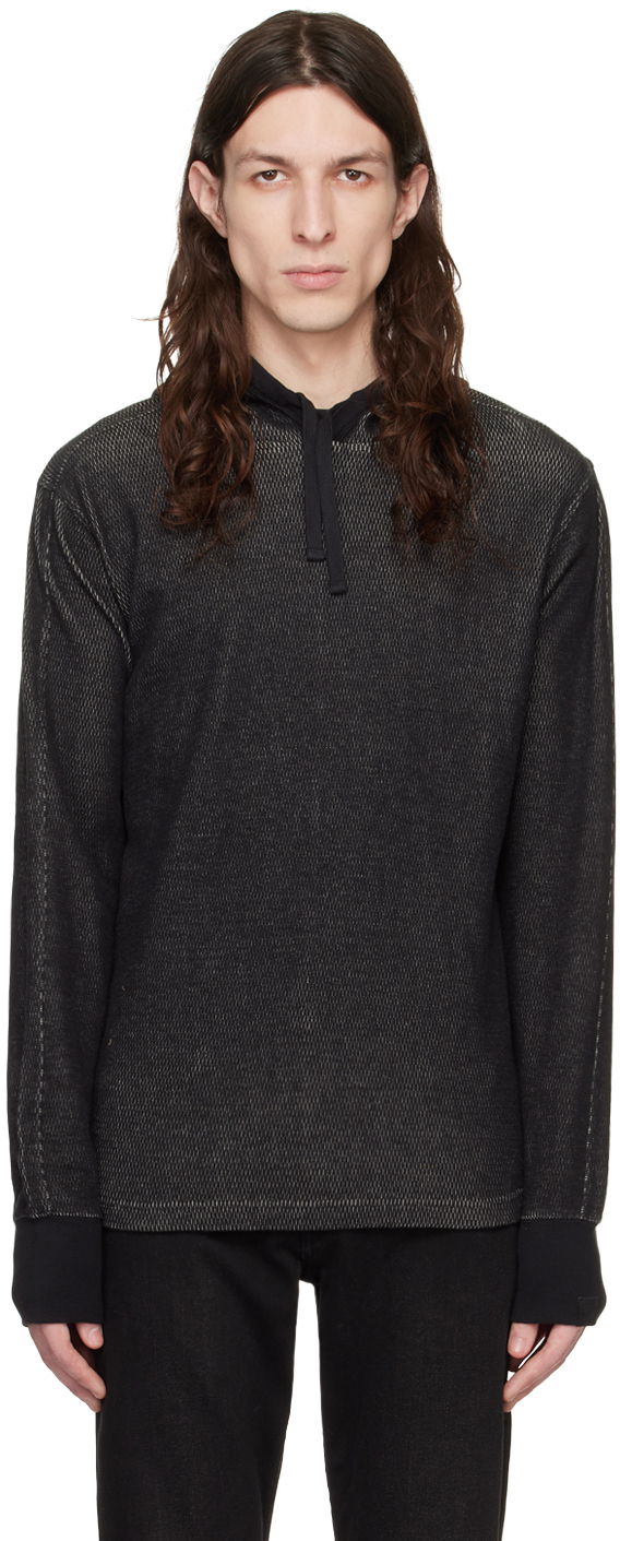 Sweatshirt rag & bone Collin Textured Knit Hoodie Sort | MBC22HT024JQ24