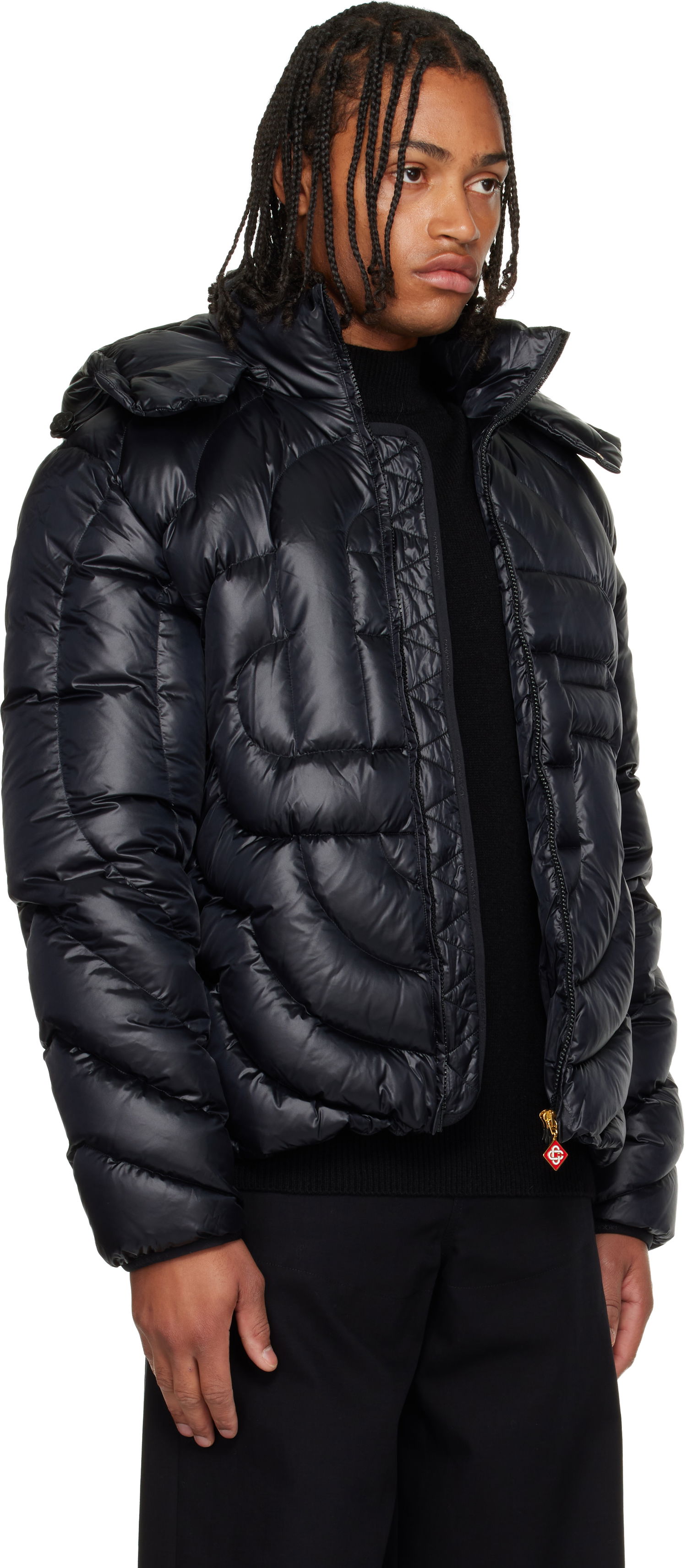 Puffer jakke Casablanca Monogram Quilted Nylon Down Puffer Jacket Sort | M-AW25-OT-140-01, 1