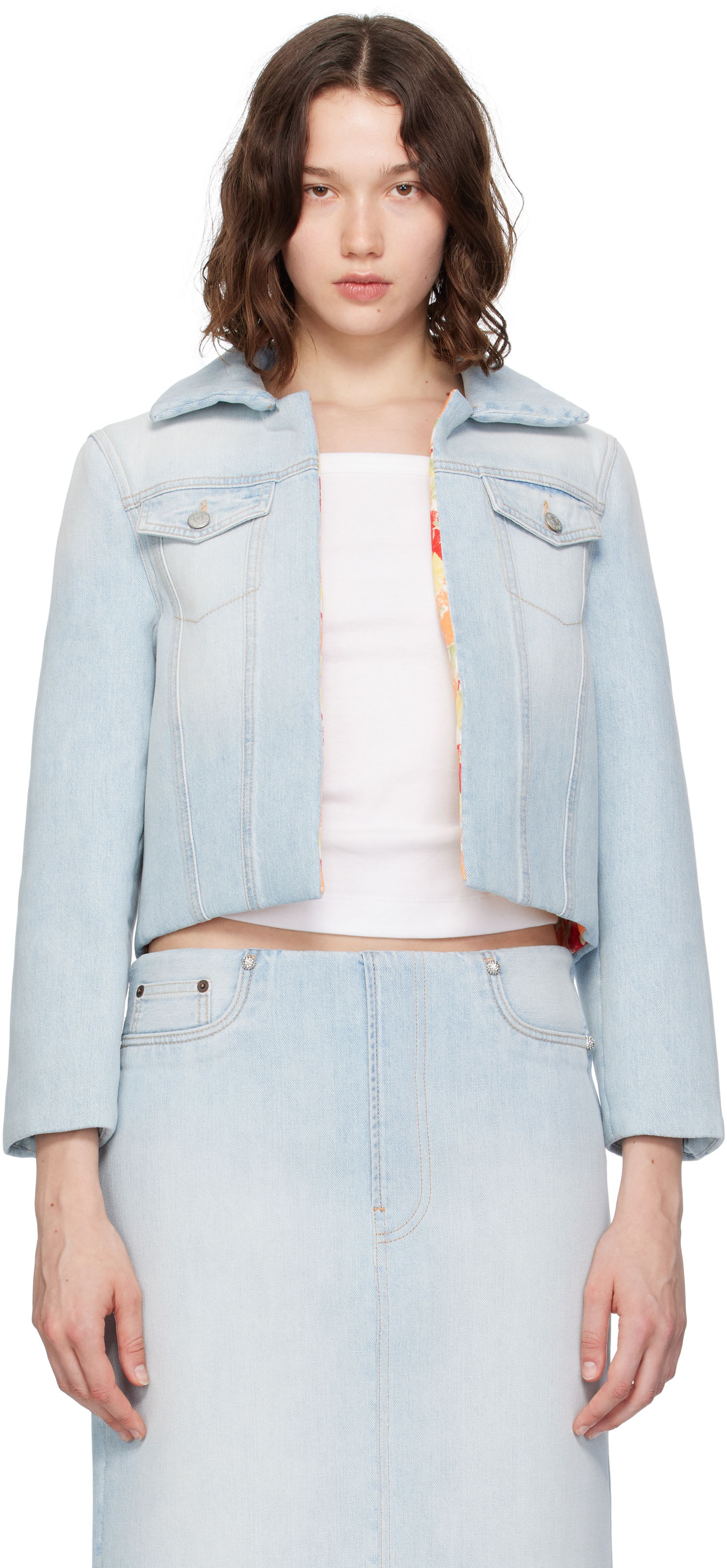 Jakke Acne Studios Acne Studios Padded Cropped Denim Jacket Blå | A90642-, 0