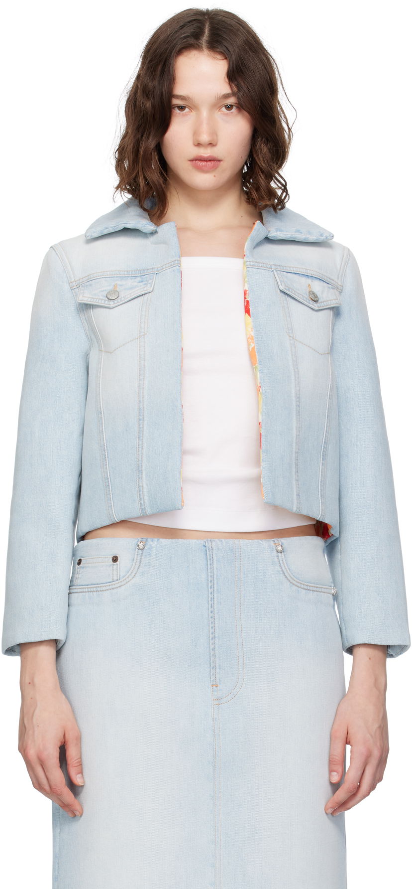 Jakke Acne Studios Acne Studios Padded Cropped Denim Jacket Blå | A90642-