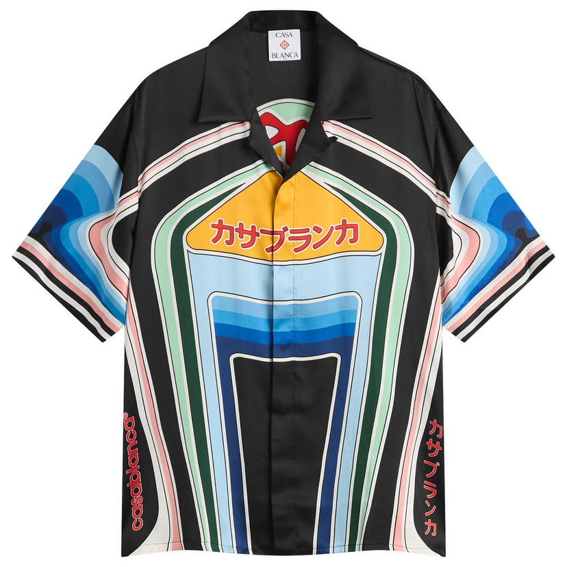 Skjorte Casablanca Casablanca Graphic Short Sleeve Shirt, Size Large Sort | MPF25-SH-003-06
