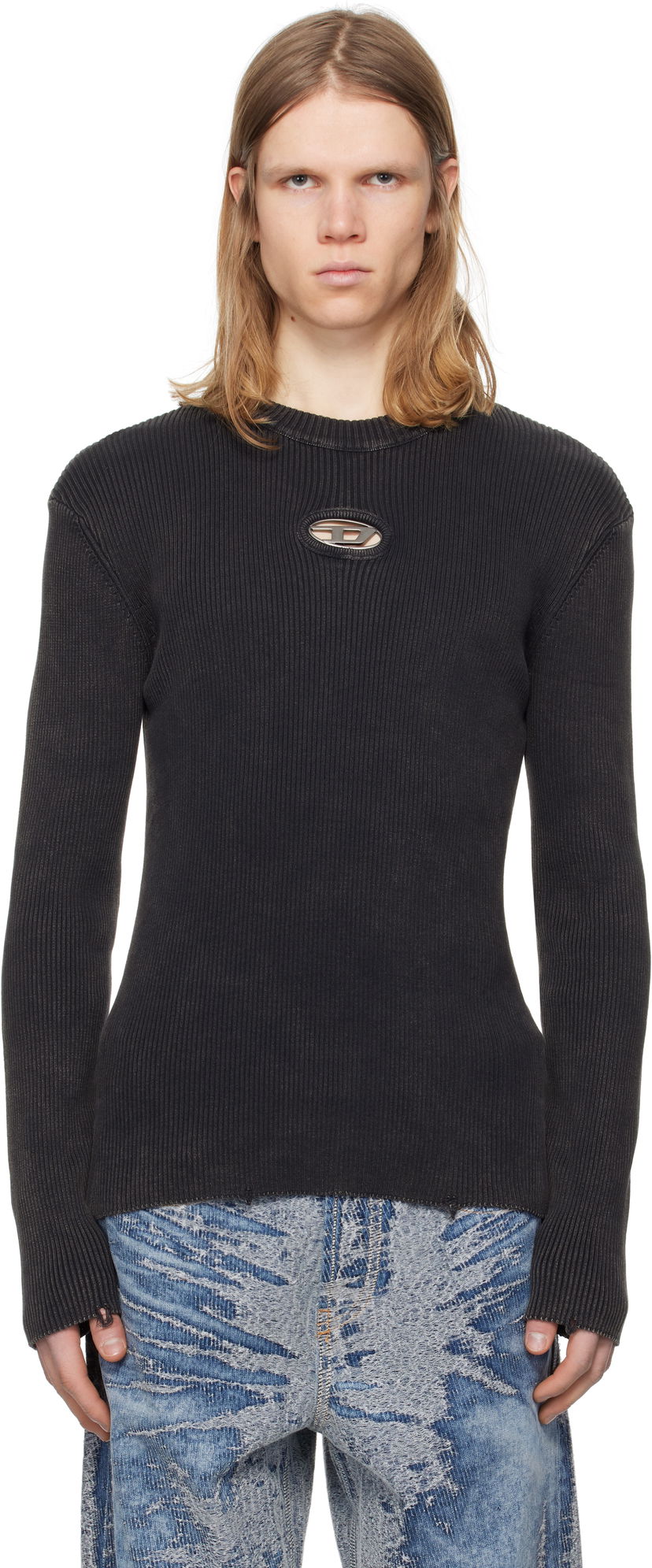 Sweater Diesel Diesel K-Darin-D Ribbed Knit Sweater Sort | A17512-0AKBQ-900