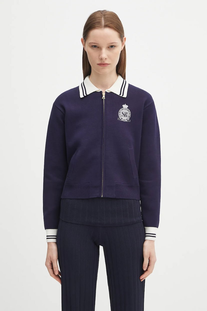 Sweater Sporty & Rich Sporty & Rich Royal Club Zipped Cardigan Mørkeblå | CA006620219BL106
