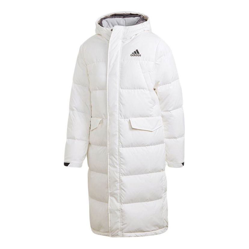 Puffer jakke adidas Originals Stay Warm Sports Hooded Down Jacket Hvid | GK0665