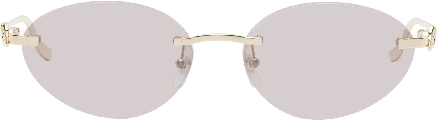 Solbriller Cartier 'Panthère de ' Round Sunglasses Lyserød | CT0504S-004, 0