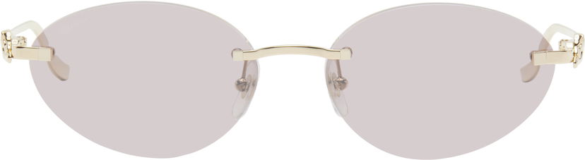 Solbriller Cartier 'Panthère de ' Round Sunglasses Lyserød | CT0504S-004