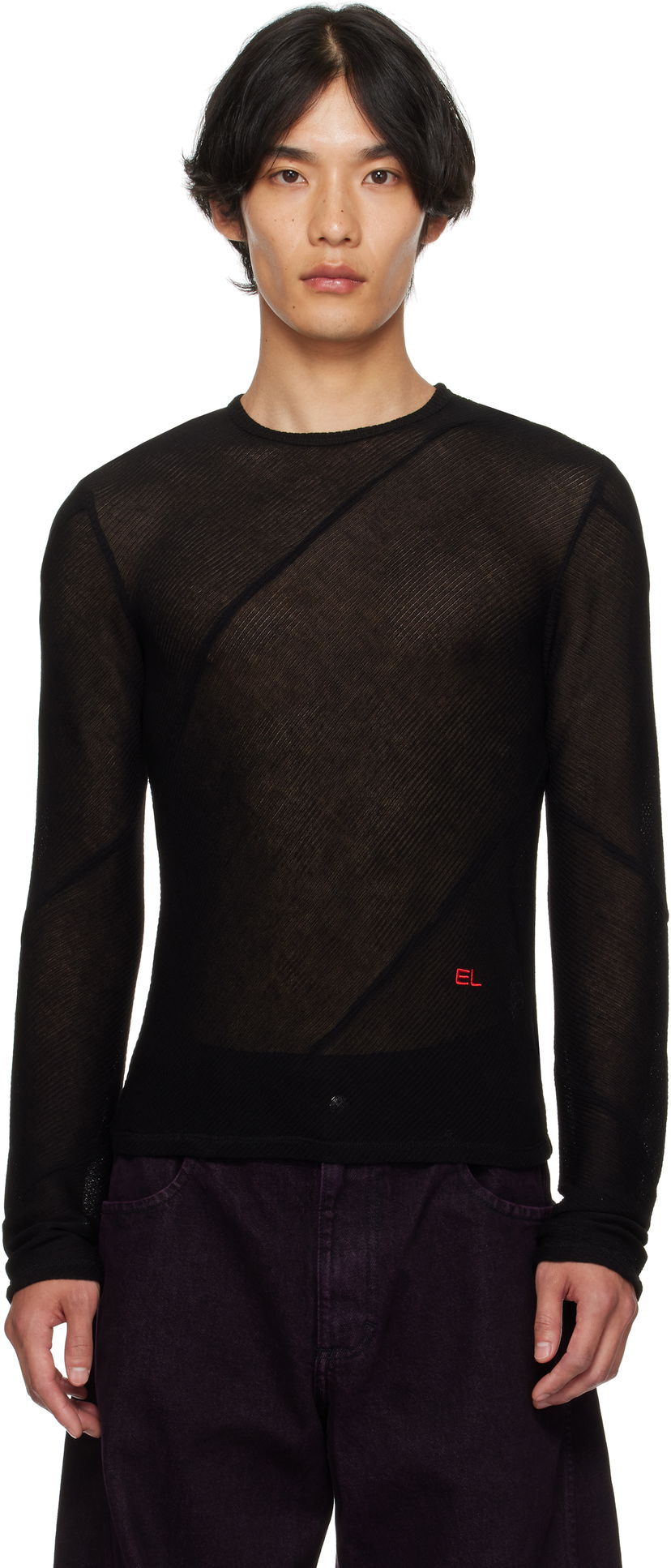 T-shirt Eckhaus Latta Eckhaus Latta Spiral Long Sleeve T-Shirt Sort | 1107-EL-PF25-J