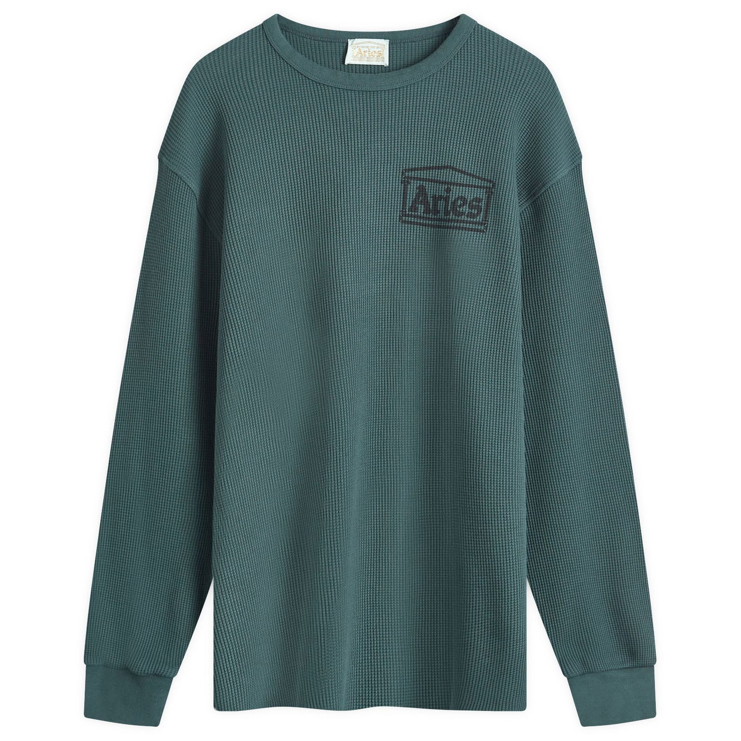 Sweater Aries Men's Aries Temple Waffle Long Sleeve T-Shirt, Size Large Grøn | AR40666-DOL, 0