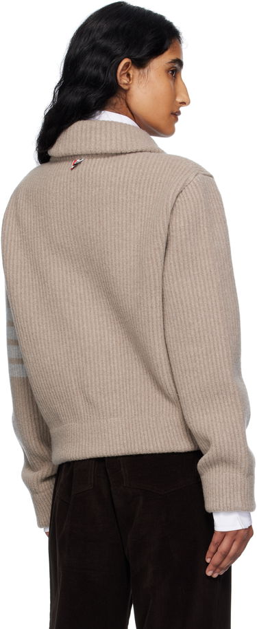 Sweater Thom Browne Thom Browne Merino Wool 4-Bar Bomber Cardigan Beige | FKJ116A-Y1059, 2