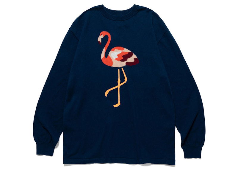 Sweater Human Made Flamingo Sweater Mørkeblå | HM25CS004, 0