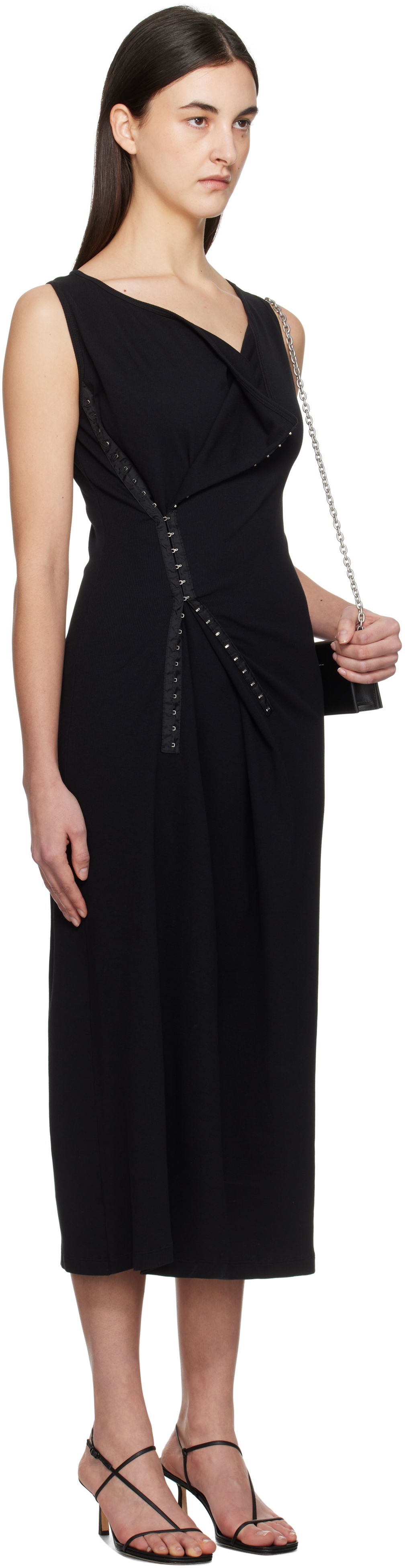 Kjole Maison Margiela MM6 Maison Margiela Cotton Rib Hook-Eye Midi Dress Sort | S52CT0786 M20054, 1