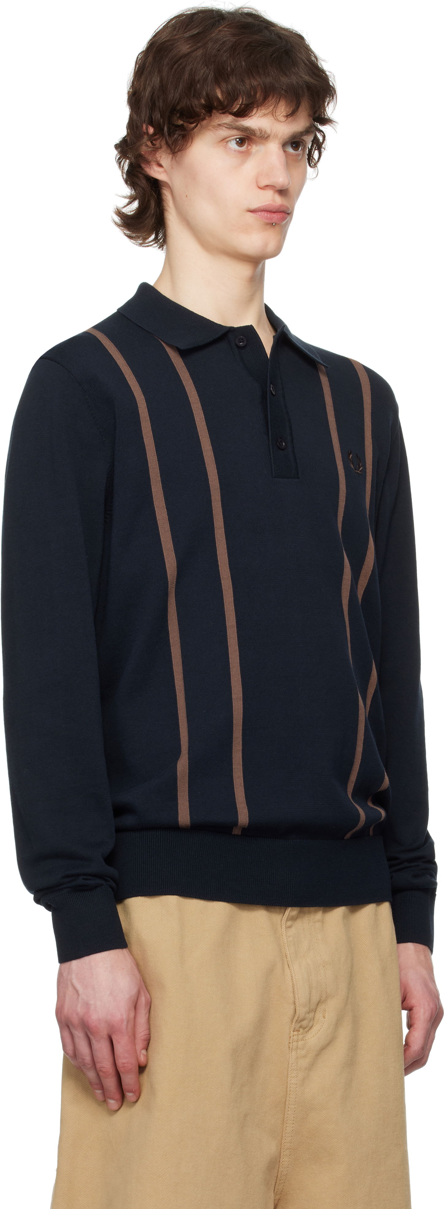 Sweater Fred Perry Fred Perry Knitted Polo Shirt Mørkeblå | K6537, 1