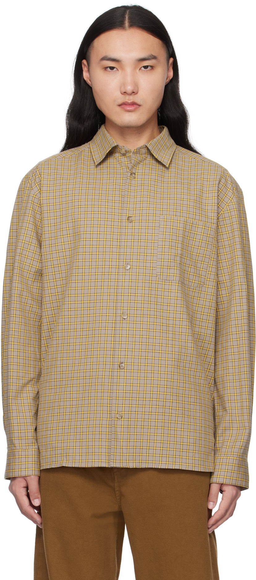 Skjorte A.P.C. Plaid Relaxed Shirt Beige | COHFD-H12532