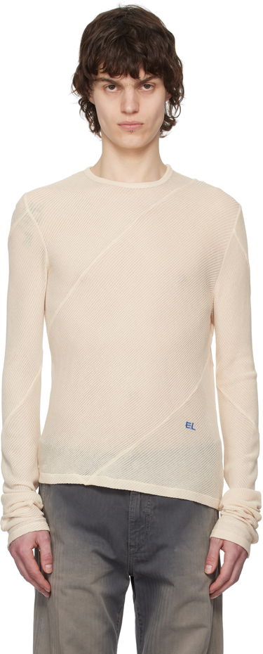 Sweater Eckhaus Latta Eckhaus Latta Spiral Long Sleeve T-Shirt Beige | 1107-EL-PS25-O - OAT, 0