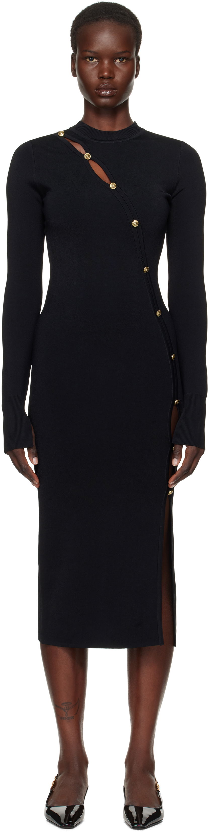 Kjole Versace Cutout Jersey Midi Dress Sort | E77HAOMB3_ECM61H