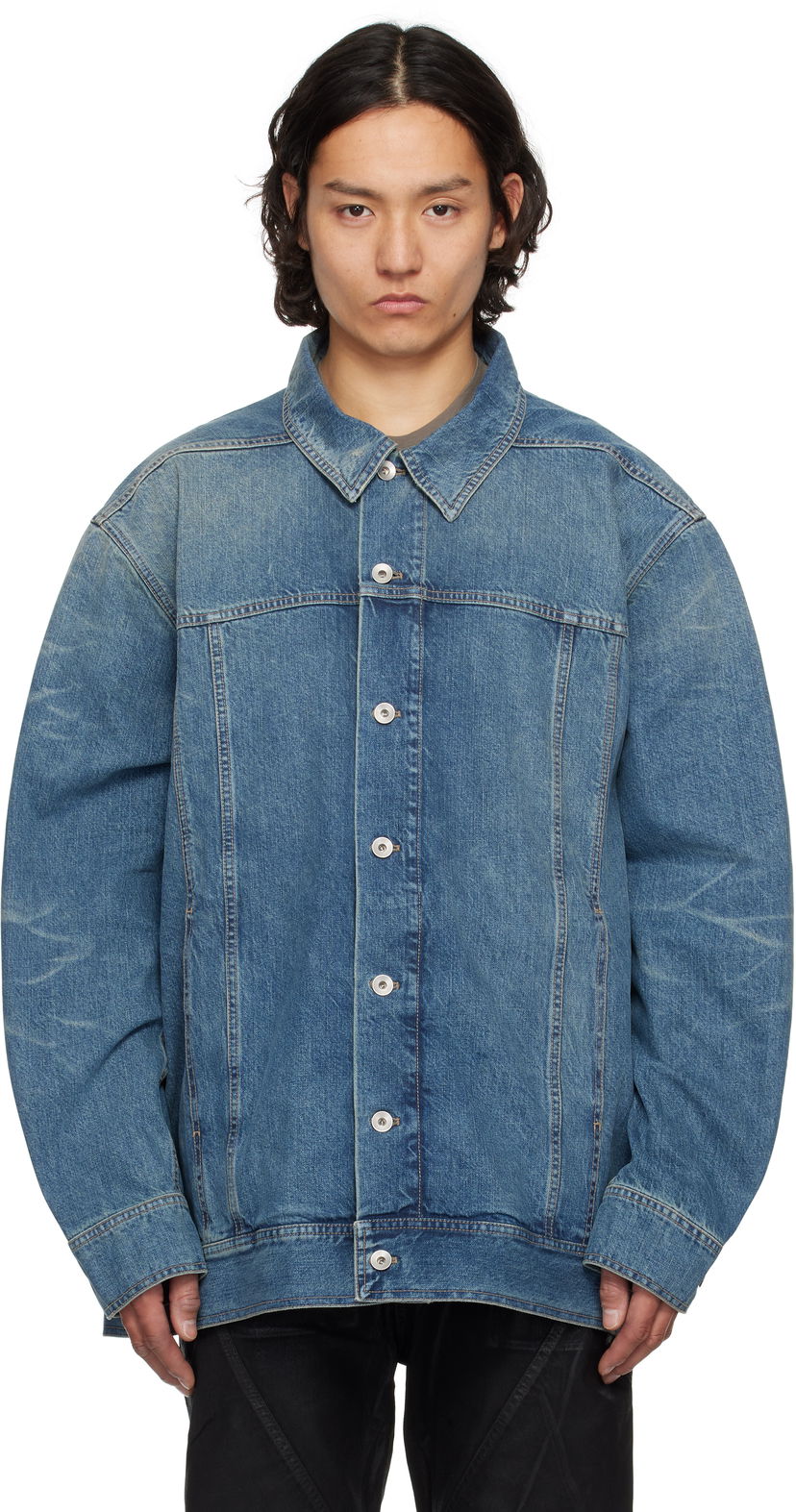 Jakke Rick Owens Rick Owens DRKSHDW Hollywood Jumbo Worker Denim Jacket Blå | DU01E3761 DWB
