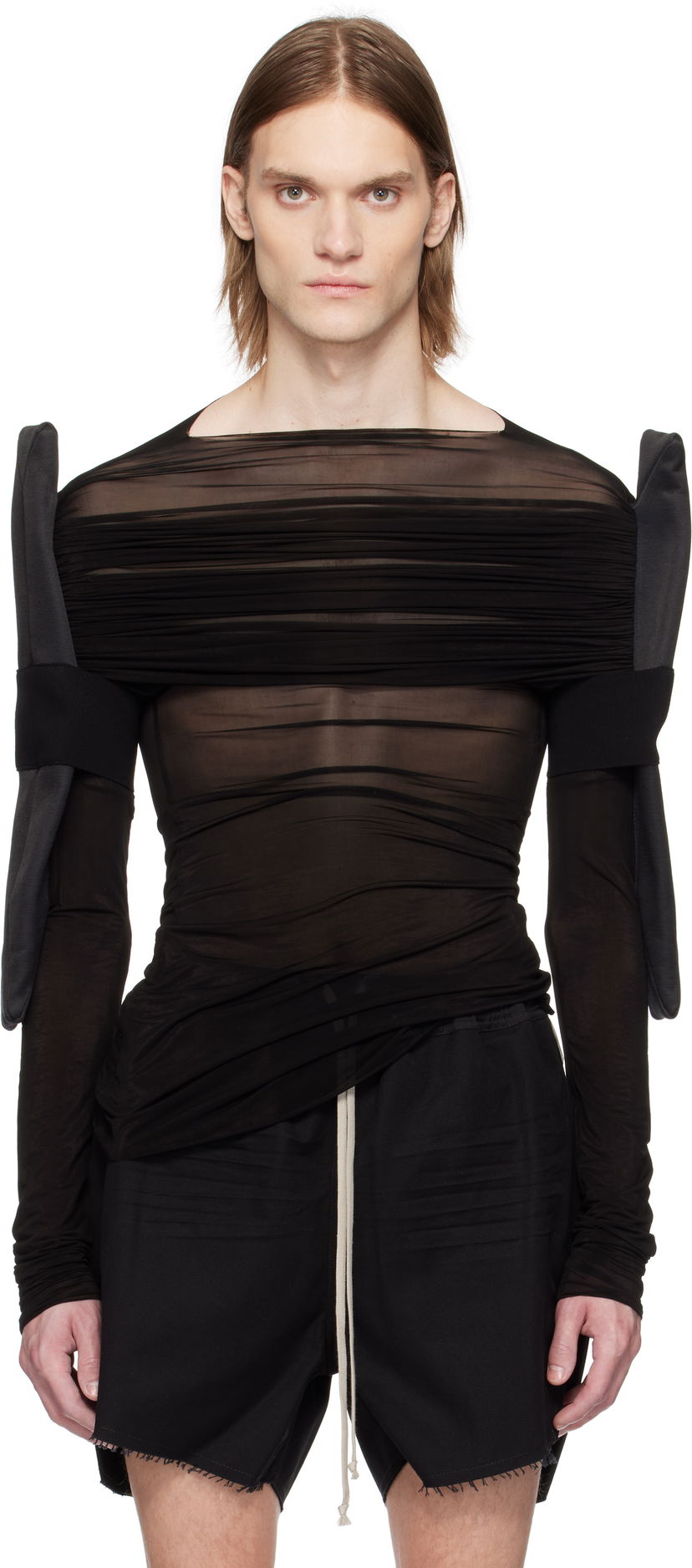 Shorts Rick Owens Rick Owens Hollywood Sheer Long Sleeve T-Shirt Sort | RR01E5200 BZCD