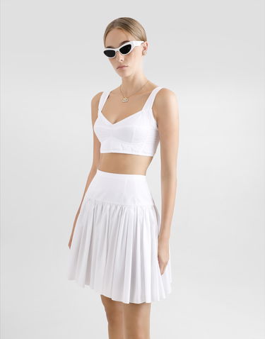Nederdel Dolce & Gabbana Dolce & Gabbana Short Cotton Circle Skirt Hvid | F4CFATFU61AW0800, 3