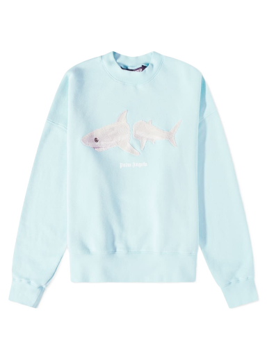 Sweatshirt Palm Angels Shark Crew Sweat Turkis | PMBA026S23FLE0054001