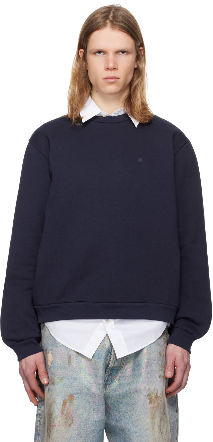 Sweatshirt Acne Studios Acne Studios Crew Neck Fleece Sweatshirt Mørkeblå | CI0187-