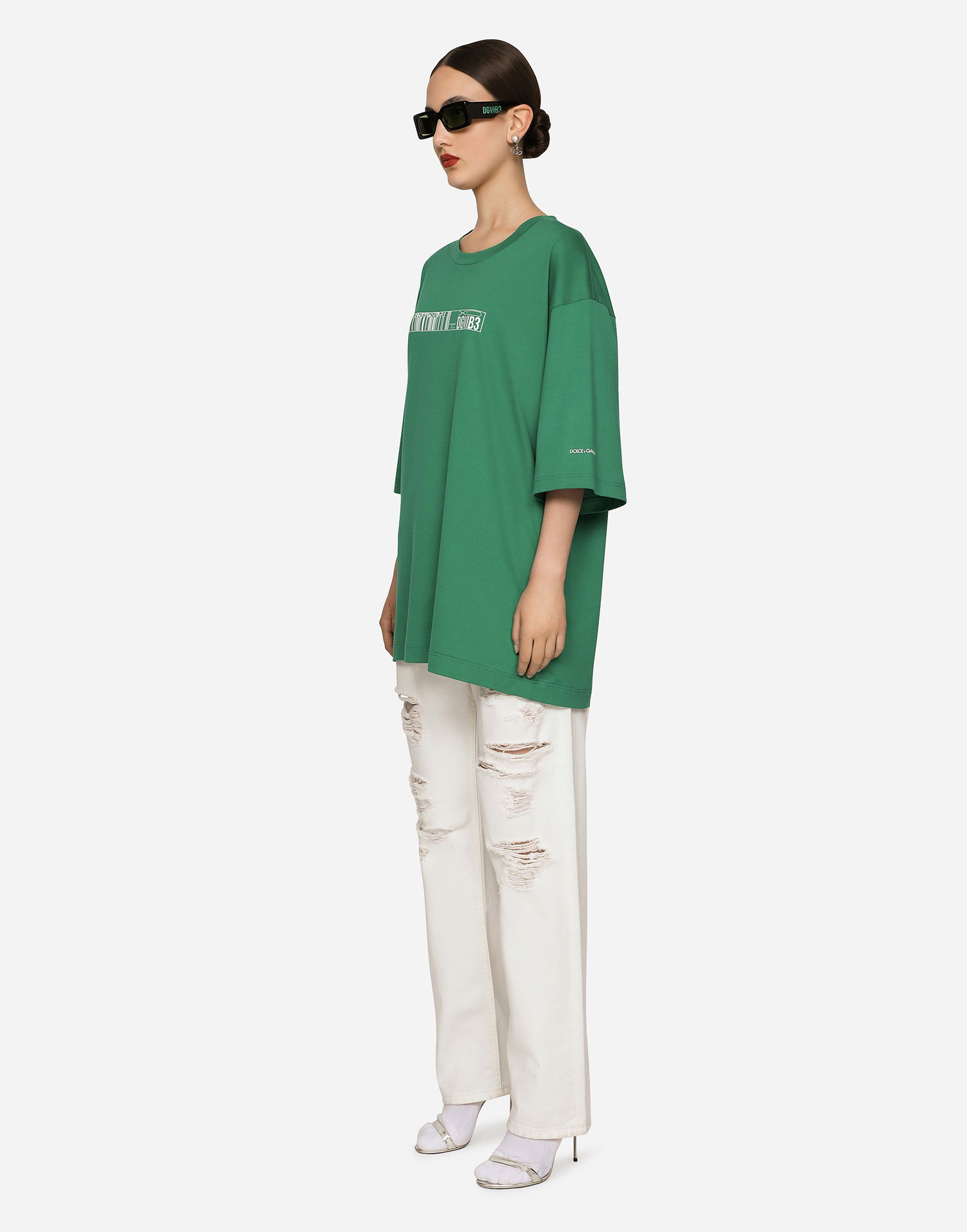 T-shirt Dolce & Gabbana Cotton Jersey T-shirt With Dgvib3 Print Grøn | F8U94TG7K3DV0403, 0