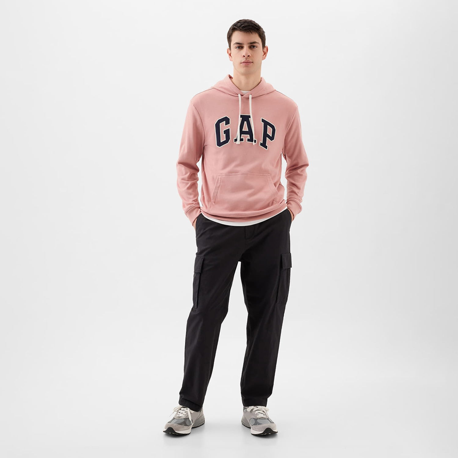 Sweatshirt GAP French Terry Pullover Logo Hoodie Pink Rosette 16-1518 Lyserød | 868460-01, 1