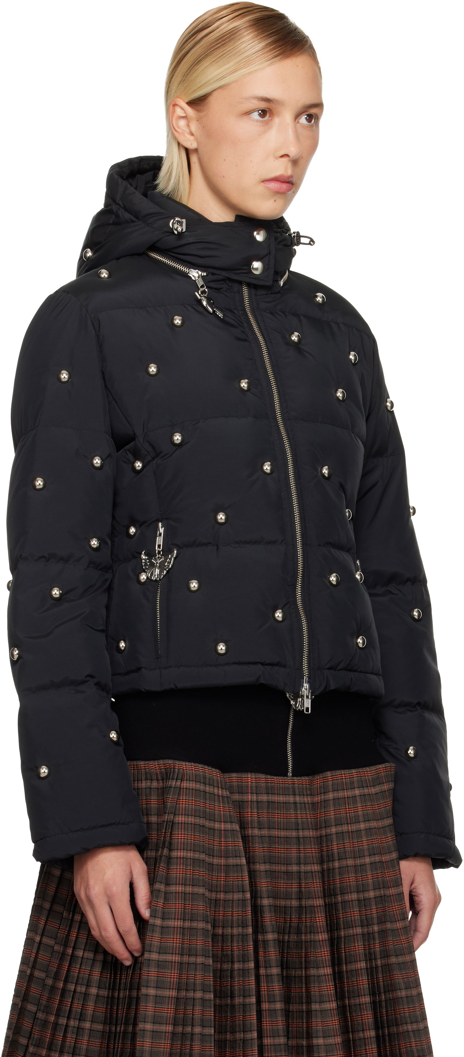Puffer jakke Chopova Lowena Chopova Lowena Fallout Studded Down Puffer Jacket Sort | 5328, 1