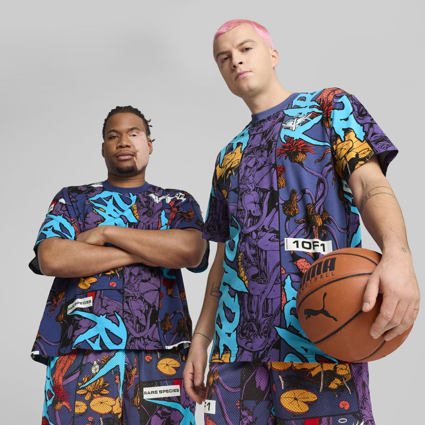 T-shirt Puma Melo Phoenix All-Over Print Basketball T-Shirt Lilla | 630757_01