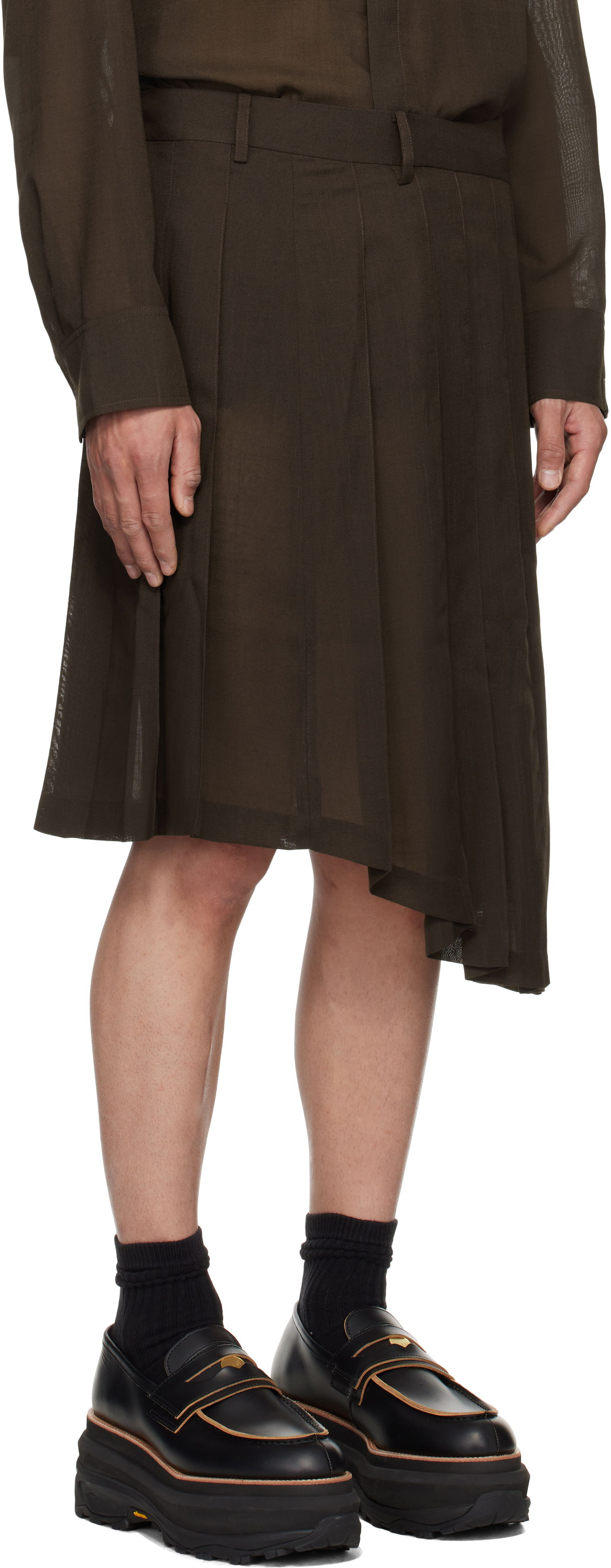 Nederdel Feng Chen Wang Feng Chen Wang Pleated Asymmetrical Skirt Brun | FUS19SK01K, 1