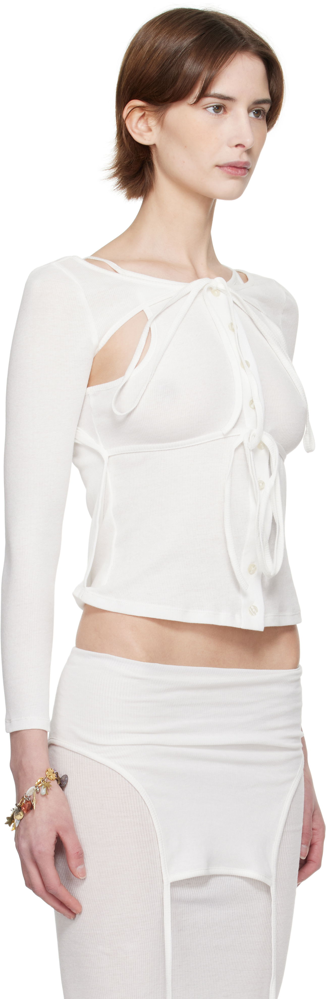 Sweater Eckhaus Latta Eckhaus Latta Flip Crop Top Hvid | 1207-EL-PS25-CH -, 1