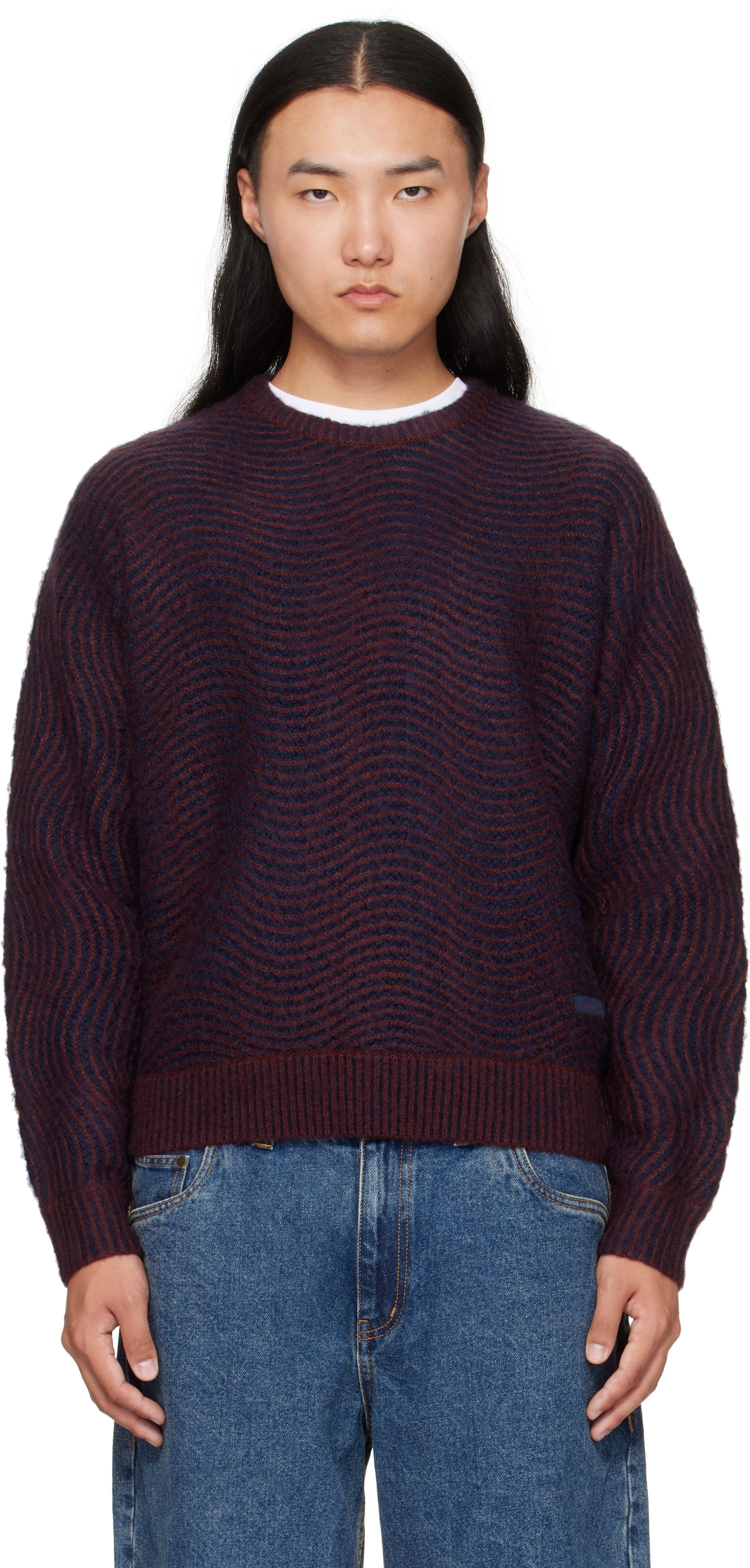Sweater Dime Dime Mohair Wave Knit Sweater Bourgogne | DIMEFA254BUR, 0
