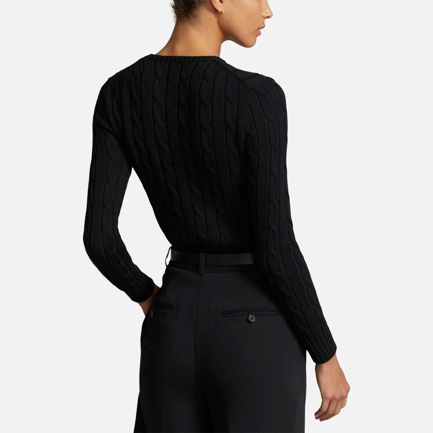 Tøj og tilbehør Polo by Ralph Lauren Polo Ralph Lauren Baumwoll-Rundhalspullover mit Zopfmuster - Black - L Sort | 211891640011, 1