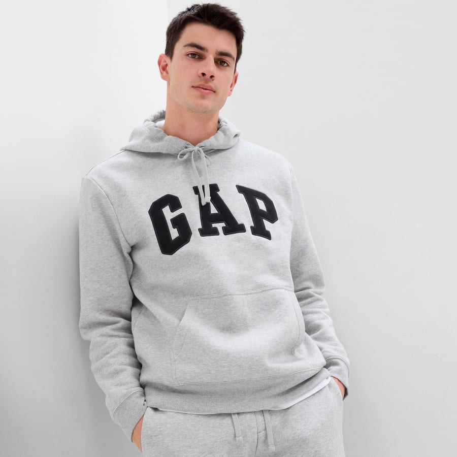 Sweatshirt GAP Fleece Arch Hoodie Grå | 850834-01, 0
