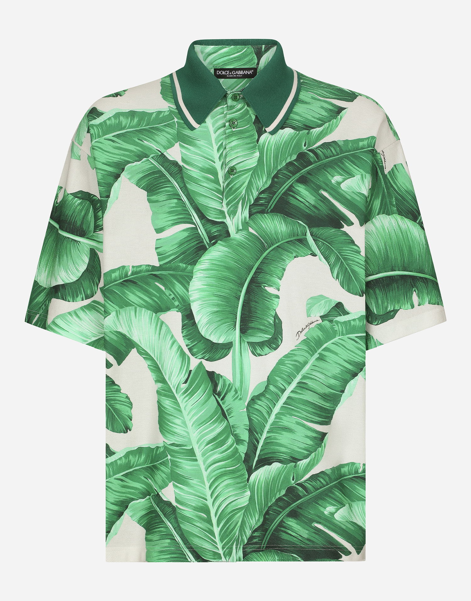 Skjorte Dolce & Gabbana Oversize Polo-shirt With Banana Tree Print Grøn | G8RG4THS7M4H2005, 0