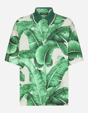 Skjorte Dolce & Gabbana Oversize Polo-shirt With Banana Tree Print Grøn | G8RG4THS7M4H2005, 0