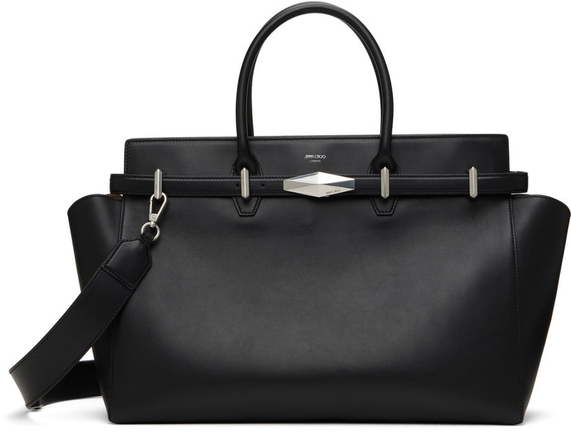 Håndtaske Jimmy Choo Jimmy Choo Diamond Belted Top Handle Bag Sort | DIAMOND BELTED TH/M