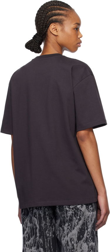 T-shirt GANNI GANNI Heavy Cotton Drop Shoulder T-Shirt with Embroidered Logo Brun | T4095, 2