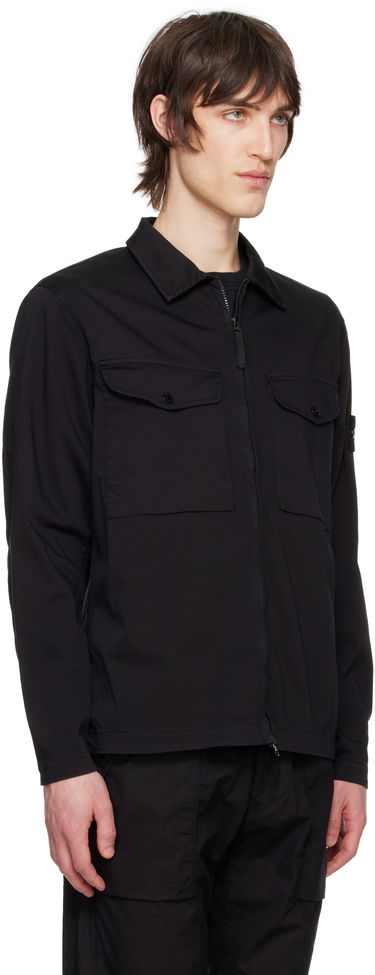 Skjorte Stone Island Stretch Cotton Overshirt Sort | K1S15 1200128 S0012, 1