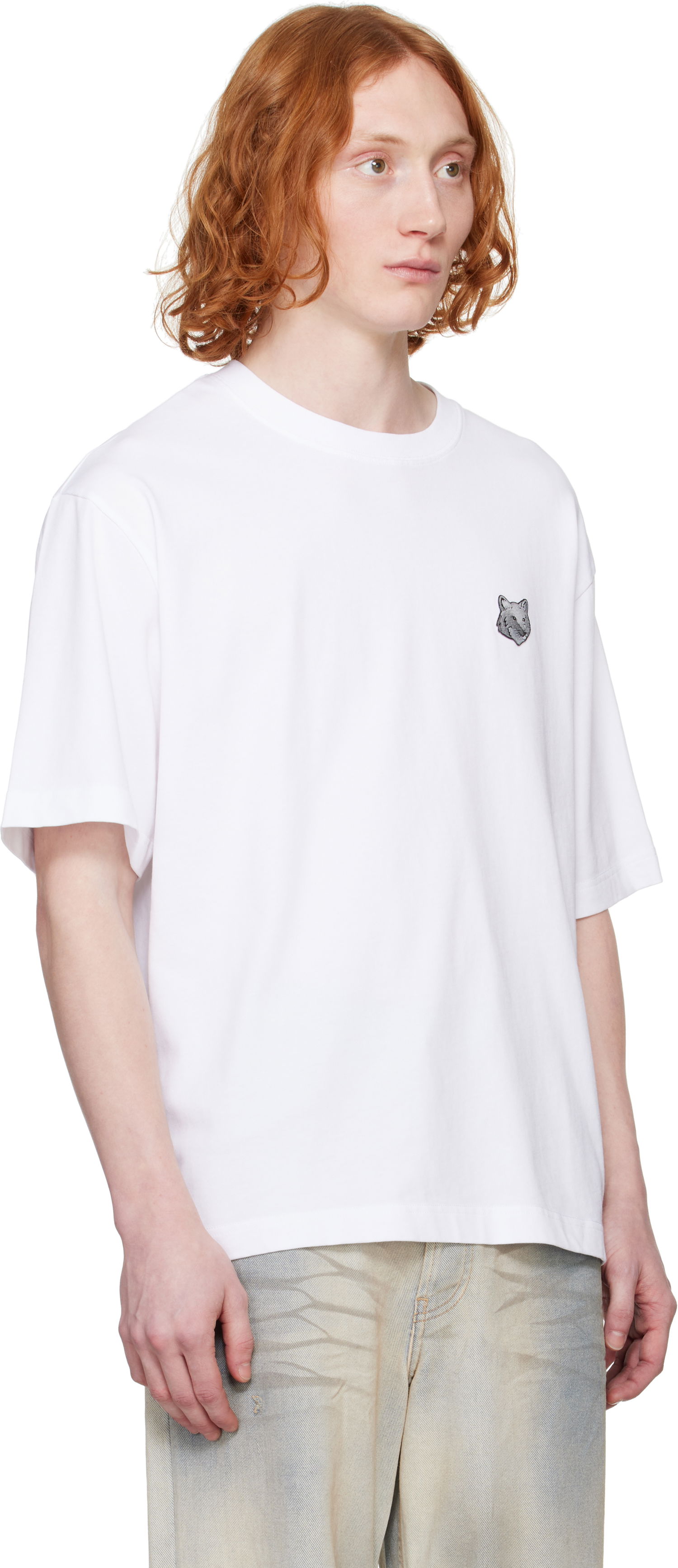 T-shirt MAISON KITSUNÉ Maison Kitsuné Fox Head Patch Oversize T-Shirt Hvid | OM00128KJ0119, 1