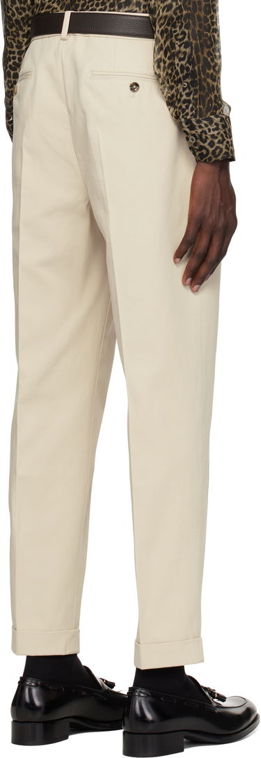 Bukser Tom Ford TOM FORD Double Pleat Gabardine Trousers Beige | SHP004-FMC187S25, 2