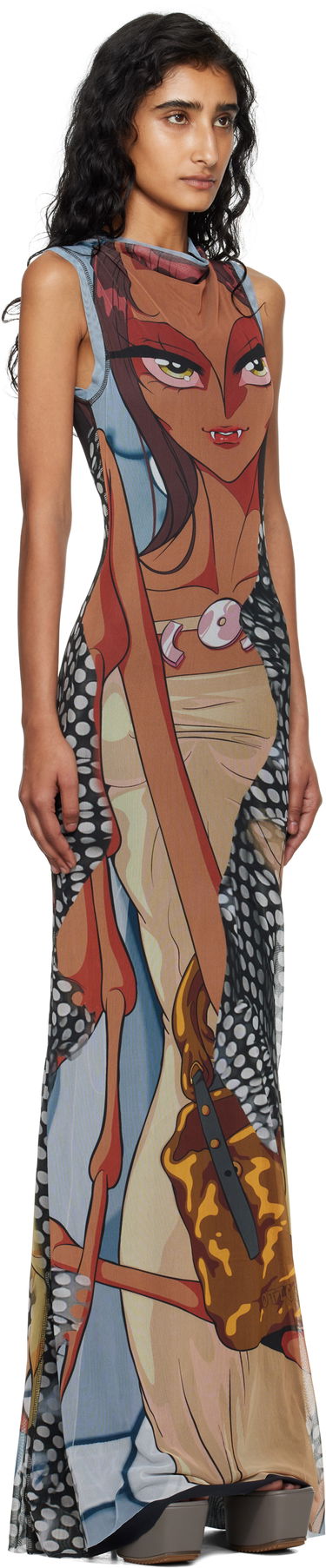 Kjole Ottolinger Ottolinger Printed Mesh Maxi Dress Flerfarvet | 101-500301-04, 1