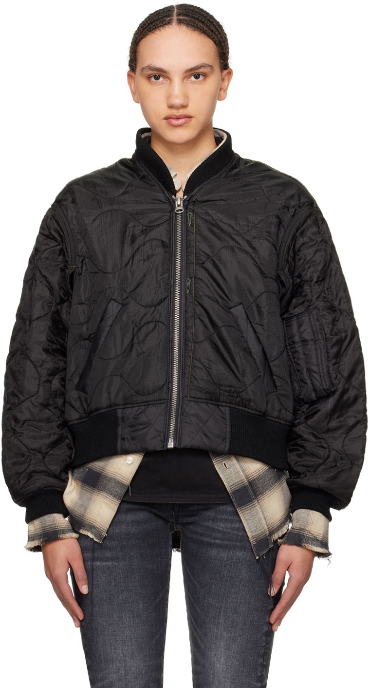 Bomberjakke R13 R13 Quilted Bomber Jacket Sort | R13WR145-BREF