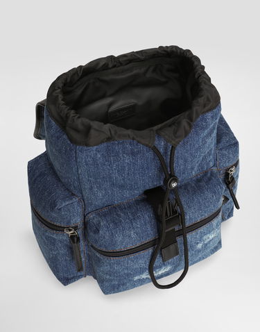 Rygsæk Dolce & Gabbana Dolce & Gabbana Denim Backpack with Embroidered Logo Blå | EM0100AD7068M800, 3