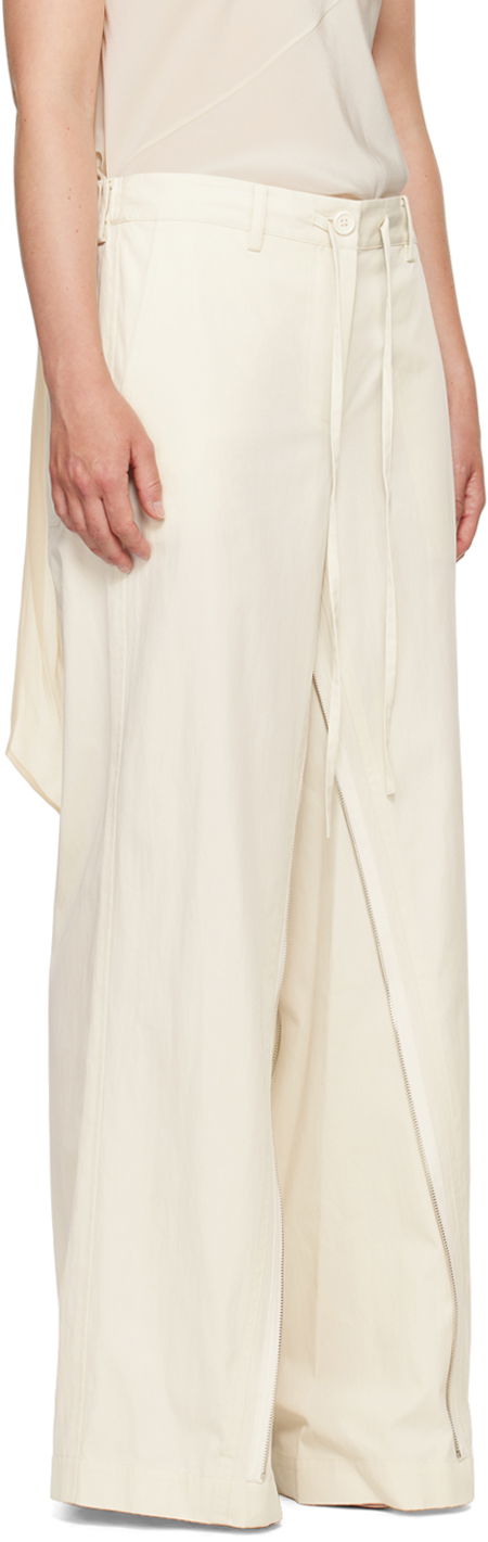 Bukser Helmut Lang Helmut Lang Gusset Wide Leg Trousers Hvid | O04HW208, 1