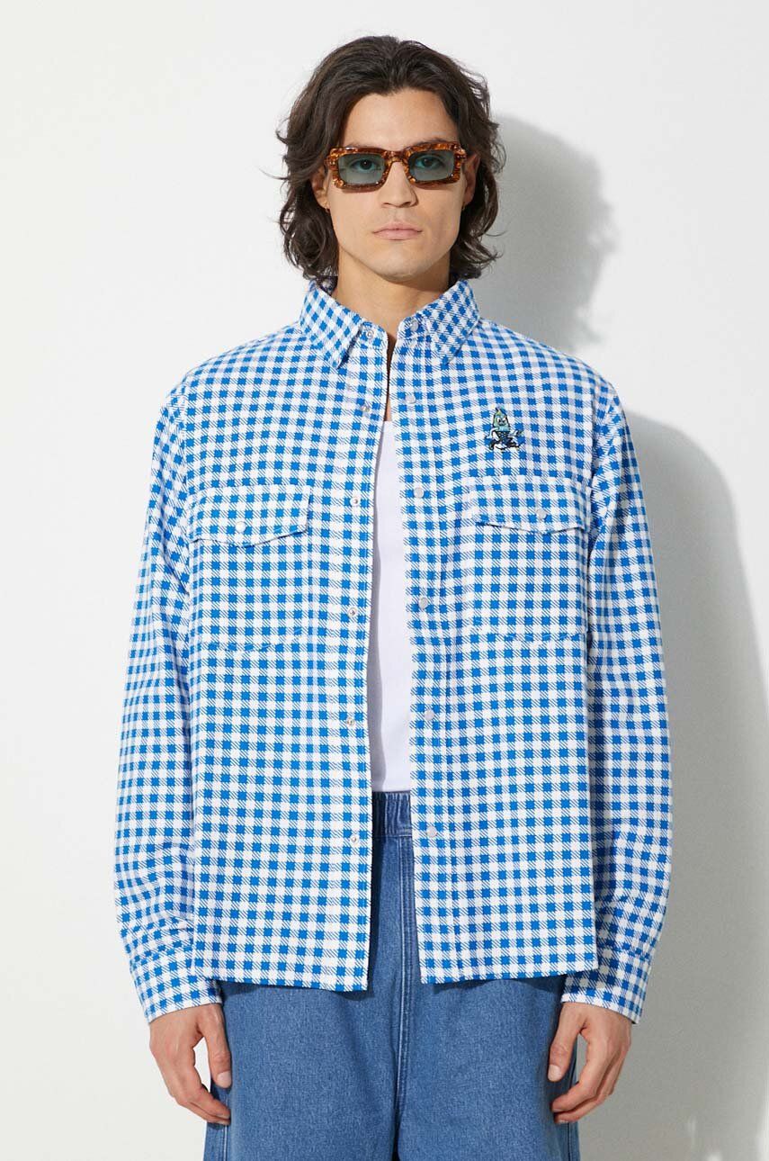 Skjorte BBC IceCream ICECREAM Relaxed Fit Longsleeve Printed Check Shirt Blå | IC24222, 0
