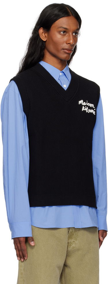 Sweater MAISON KITSUNÉ Maison Kitsuné Handwriting Ribbed Vest Sort | OM00810KT1126, 1