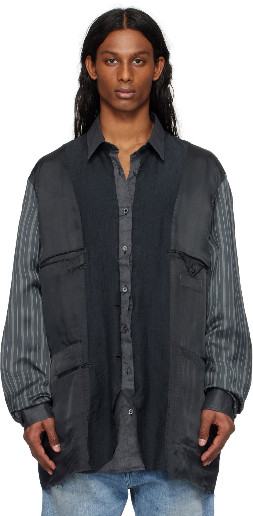 Skjorte Maison Margiela Maison Margiela Patchwork Inside-Out Reversible Jacket Grå | S50BN0532 MTN052